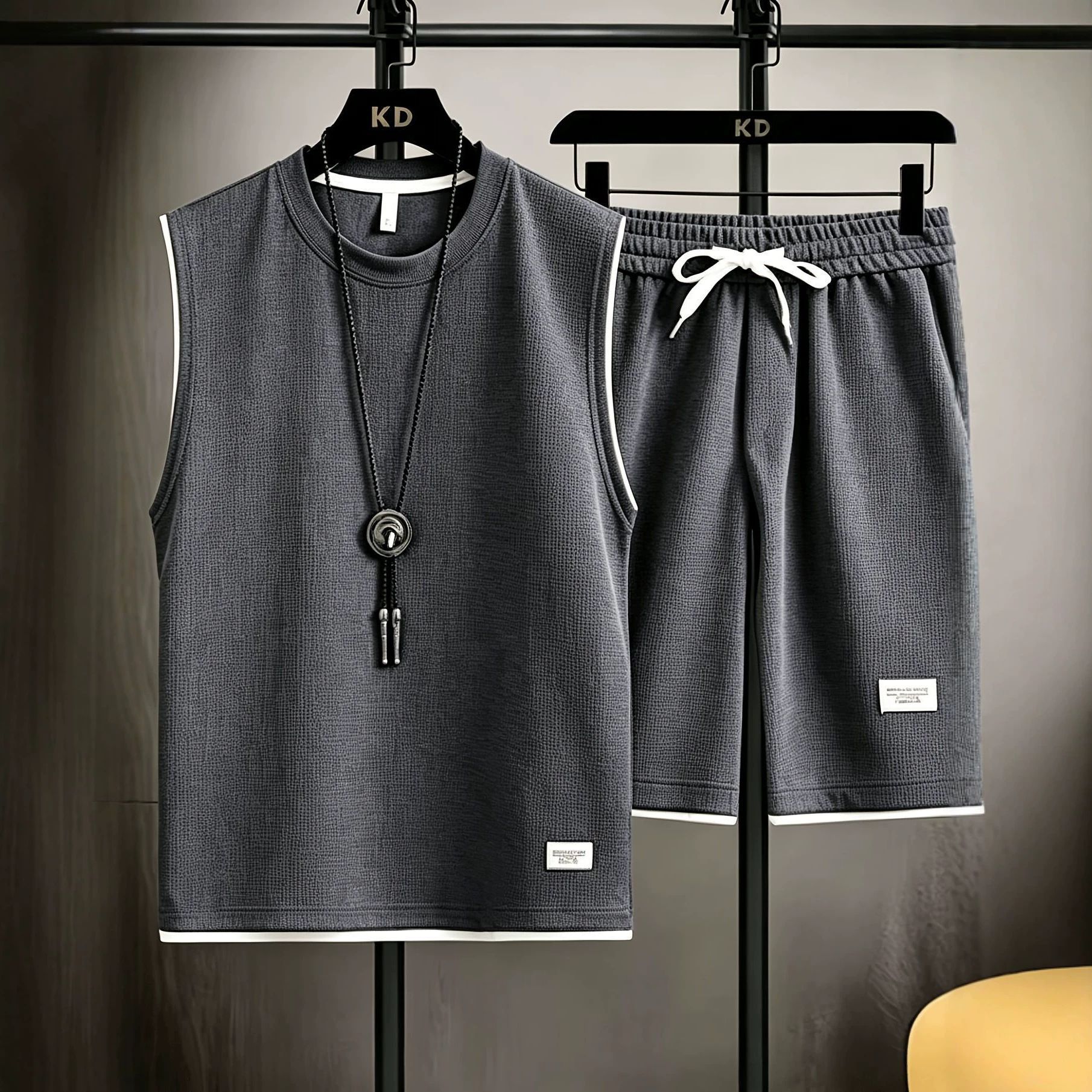 Outdoor Sportswear - 여름 남성 조끼 세트 고품질 헬스