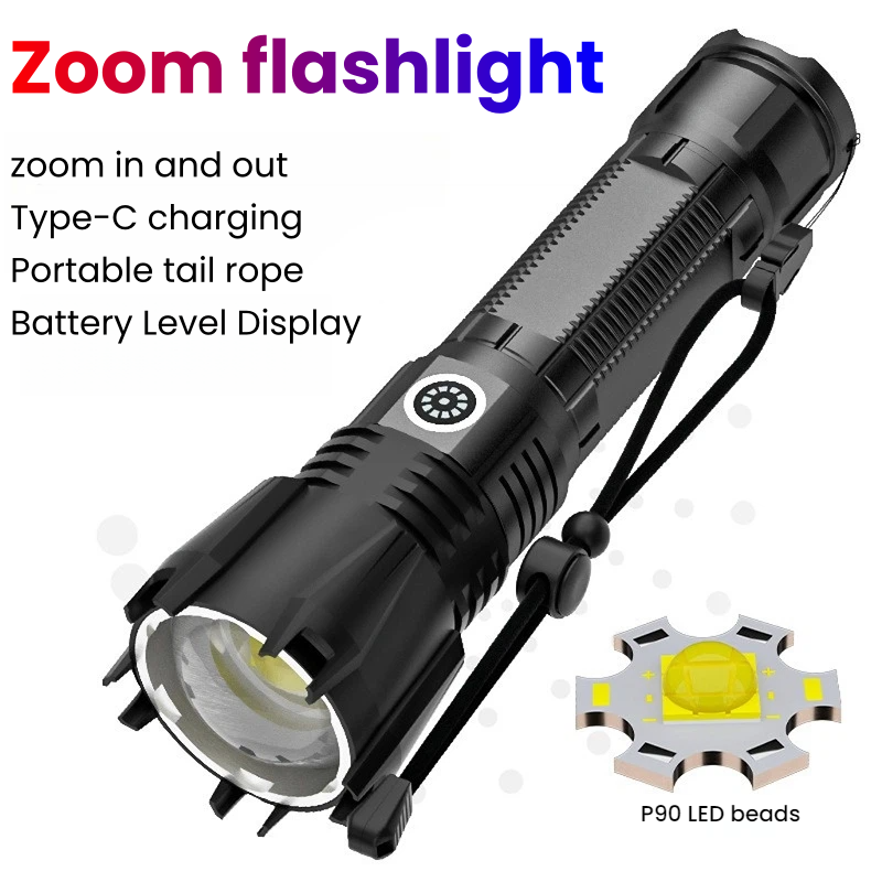 Outdoor Spotlight - 고출력 P90 LED 손전등 TYPE-C 충전식