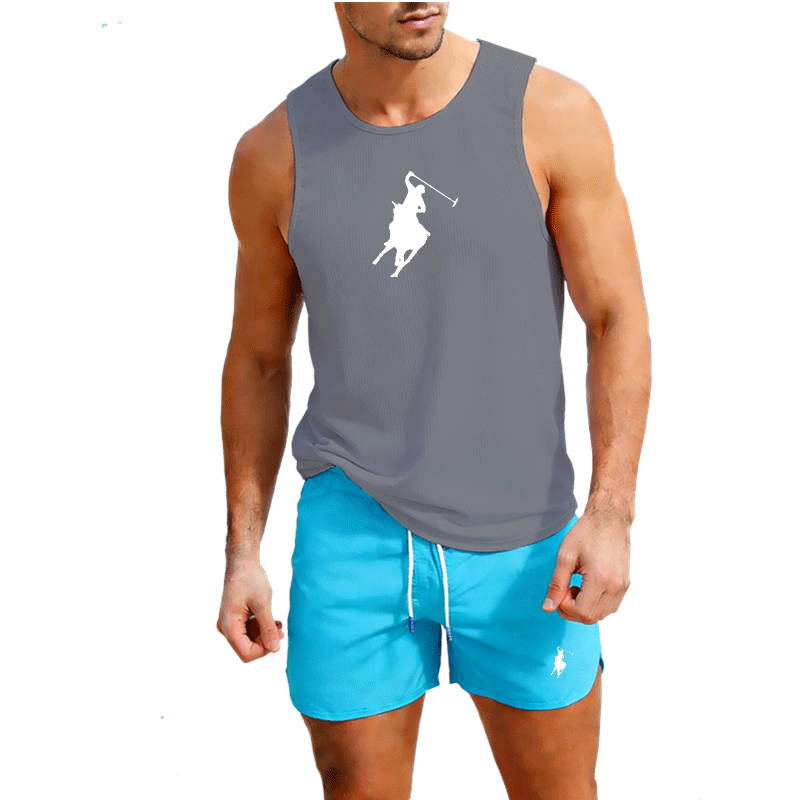유럽 ​​남성 조끼 + 반바지 2 피스 여름 캐주얼 패 - Outdoor Sportswear 리뷰 및 가격